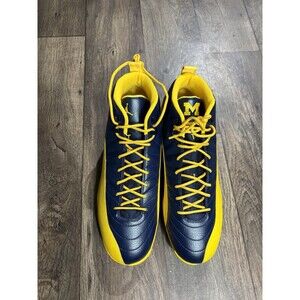Air Jordan 12 Michigan Wolverines Football Cleats PE, Size 18 FJ6219-407